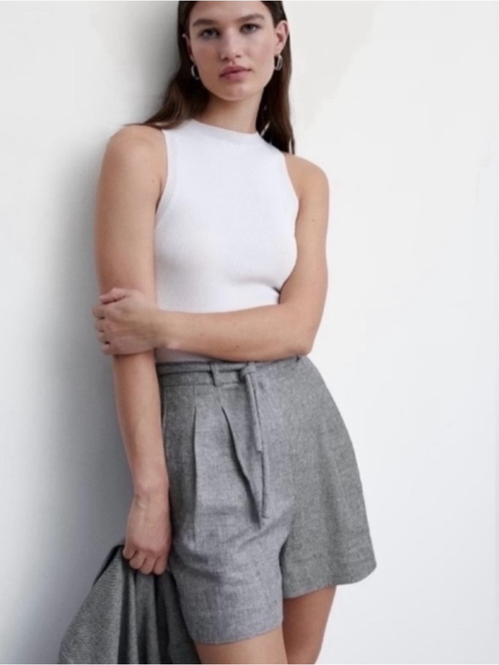 Mango Linen Belted Shorts